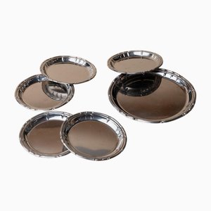 Vintage Stainless Steel Coasters, Italy, 1980s, Set of 7