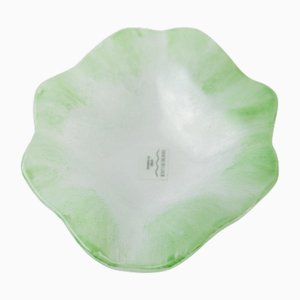 Vintage Wavy Green Murano Glass Bowl by Giochi di Luce, Italy, 1980s
