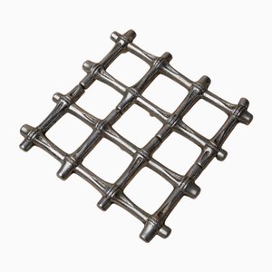 Vintage Silver-Plated Bamboo Trivet by F. B. Rogers, 1970s