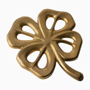 Vintage Leaf-Shaped Brass Coaster, Italy, 1960s