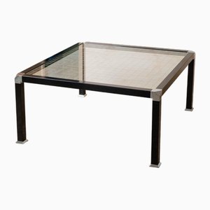 Vintage Side Table in Checkered Glass and Chrome-Plated Metal, Italy, 1980s