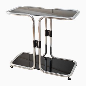 Space Age Bar Trolley in Chrome and Smoked Glass, Italy, 1970s