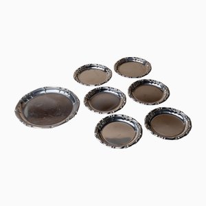 Vintage Stainless Steel Coasters, Italy, 1980s, Set of 7