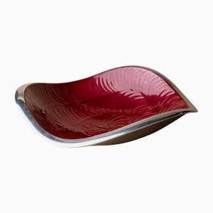 Vintage Red Enameled Metal and Steel Bowl, Italy, 1970s