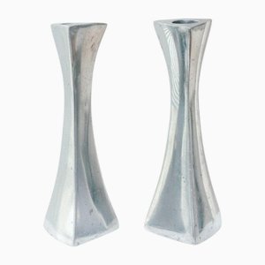 Postmoderne Kerzenhalter aus Aluminium, 1980er, 2er Set