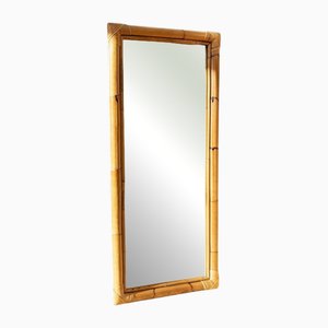 Wall Mirror in Bamboo and Wood, Italy, 1940s