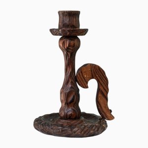Brutalistischer Kerzenhalter aus Holz, Italien, 1940er