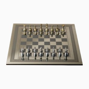 Vintage Mirrored Silver and Gilt Metal Chessboard from Bartoletti, Italy, 1980s, Set of 33