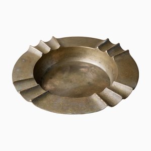 Art Deco Brutalist Brass Cigar Ashtray, Italy, 1940s