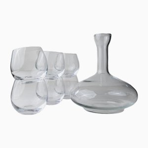 Vintage Drinking Glasses and Decanter, Italy, 1980s, Set of 7