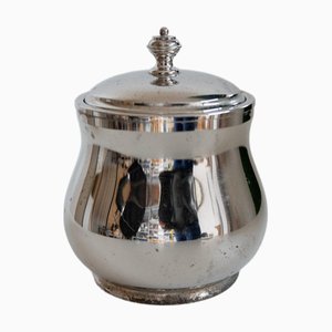 Mid-Century Silver-Plated Glass Ice Bucket with Lid, Italy, 1960s