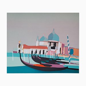 Victor Hasch, Gondeln, Original Farblithographie