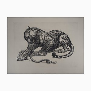 Paul Jouve, Jaguar and Snake, 1926, Original Engraving