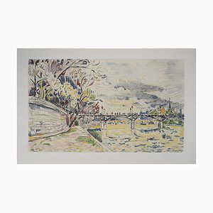 Paul Signac, Paris, Die Passerelle des Arts von den Kais der Seine aus gesehen, Lithographie