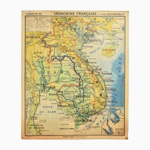 French Wall Map of South East Asia, 1960s