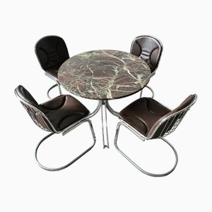Tisch und Esszimmerstühle aus Marmor von Gastone Rinaldi, 5 . Set