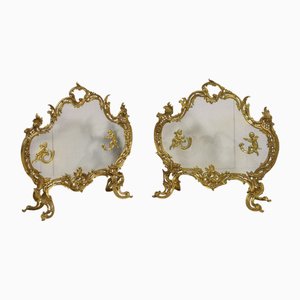 Louis XV Style Gilt Bronze Fire Screens, 1890s, Set of 2