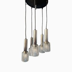 Mid-Century Crystal Glass Cascade Pendant Lamp