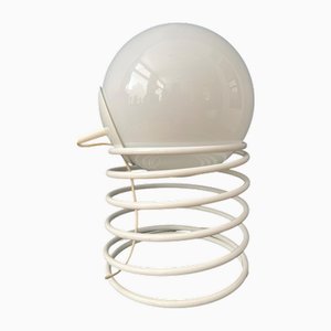 Large Mid-Century Opaline Milk Glass Spiral Table Lamp