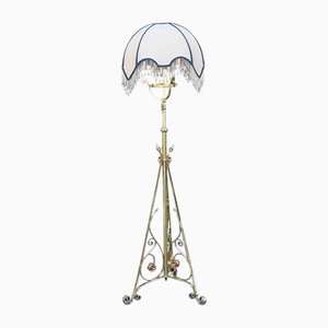 Arts and Crafts Brass Standard Adjustable Oil Lamp, 1890s