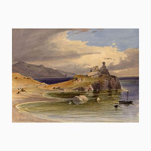 Carl Friedrich Werner, Ruffo Castle, La Scaletta, Sicily, 1834, Watercolour
