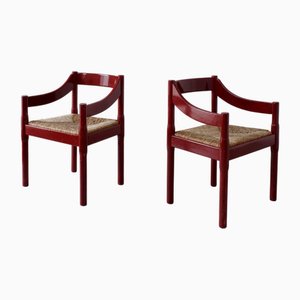 Rote Italienische Sessel von Vico Magistretti, 1970er, 2er Set
