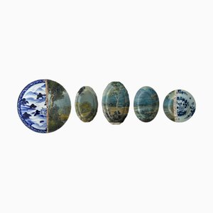Wall Art Installation of Ceramic Plates by Studio Desimonewayland, Set of 5