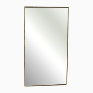 Vintage Rectangular Mirror with Brass Frame, 1950s