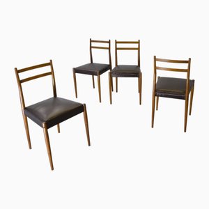 Chaises en Bois avec Assise en Tissu par Fratelli Reguitti attribuable à Gio Ponti, 1960s, Set de 4