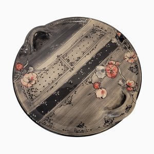 Ceramic Tray with Floral Motifs from Poterie Galtié, France, 1980s