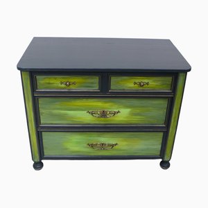 Chest of Drawers in Dark-Grey-Blue and Spring-Green, 1880s