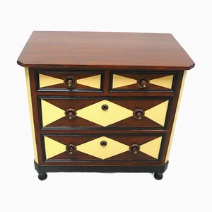 Chest of Drawers in Dark Nutwood and Sahara Yellow, 1900s
