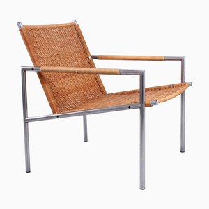 Sillón SZ01 de ratán de Martin Visser para T Spectrum, años 60