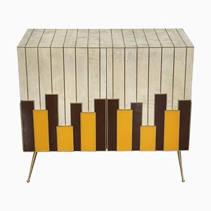 Sideboard in Glass and Natural Parchment, 1980s