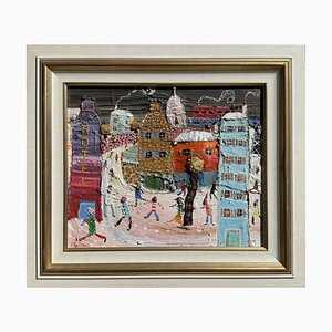 Éric Chomis, Lyonnaise School Painting, Le cœur dans la neige à Montmartre / The Heart in the Snow at Montmartre