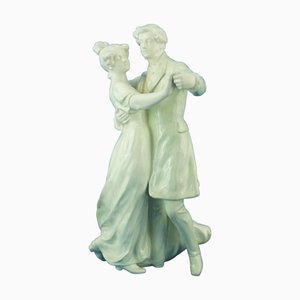 Grande Sculpture Art Nouveau Représentant un Couple dansant par E. Tell pour Goldscheider, Austria, Début des années 1900