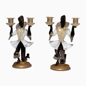 Venezianische Kerzenhalter aus Muranoglas, Salviati & Co. zugeschrieben, 1950er, 2er Set