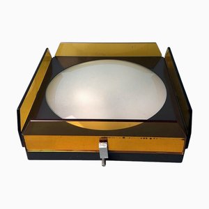 Italian Crystal, Glass and Metal Ceiling Light Veca for Fontana Arte, 1970