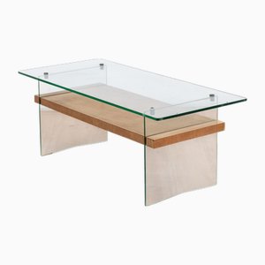 Mesa de centro de vidrio templado de André Monpoix, 1950