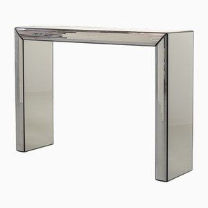 Consolle vintage realizzata a mano in argento con specchio, anni '80