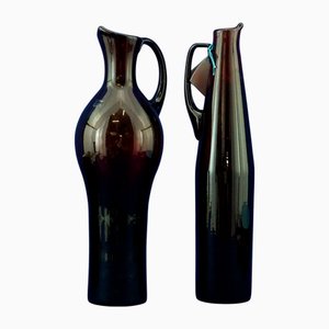 Rote Art Deco Vintage Murano Glas Krüge, 1970er, 2er Set