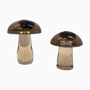 Mushrooms in Heavy Murano Glass, by Vincenzo Nason & C, 1970s, Set of 2