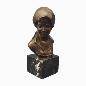 Bronze Bust of Contadinella by Giovanni De Martino, Naples, Italy, Late 1800s