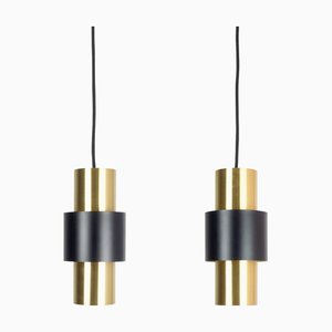 Vintage Brass Etna Pendant Lamps by Jo Hammerborg for Fog and Mørup, 1960s, Set of 2