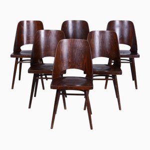Mid-Century Chairs in Beech by Oswald Heardtl, Czech, 1950s, Set of 6