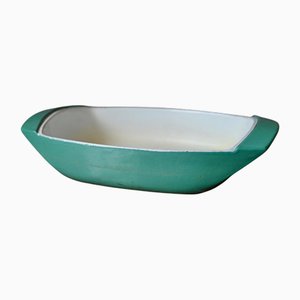 Plat en Fonte Vert Amande par Raymond Loewy pour Le Creuset, 1950s