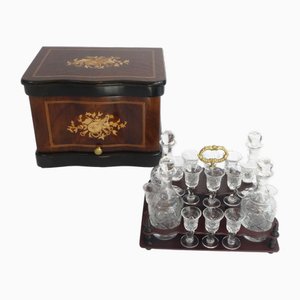 French Napoleon III Tantalus with Crystal Glassware