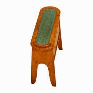 Tabouret de Cirage en Hêtre et Cuir Imitation, 1960s