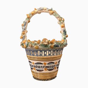 Decorated and Perforated Ceramic Basket, 1950s