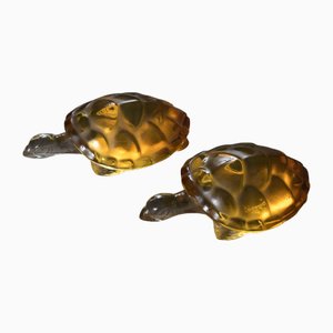 Schildkröten Skulpturen aus Kristallglas von René Lalique für Lalique, 1940er, 2er Set